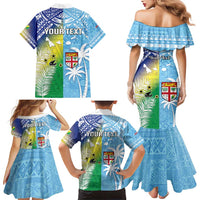Personalised Happy Malampa Fiji Day Family Matching Mermaid Dress and Hawaiian Shirt Half Mix Style LT05 - Polynesian Pride