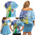 Personalised Happy Malampa Fiji Day Family Matching Off Shoulder Short Dress and Hawaiian Shirt Half Mix Style