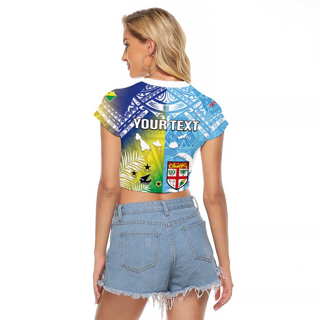 Personalised Happy Malampa Fiji Day Raglan Cropped T Shirt Half Mix Style