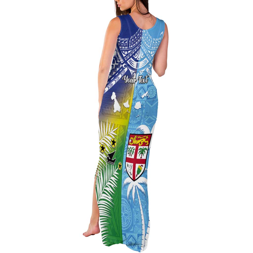 Personalised Happy Malampa Fiji Day Tank Maxi Dress Half Mix Style