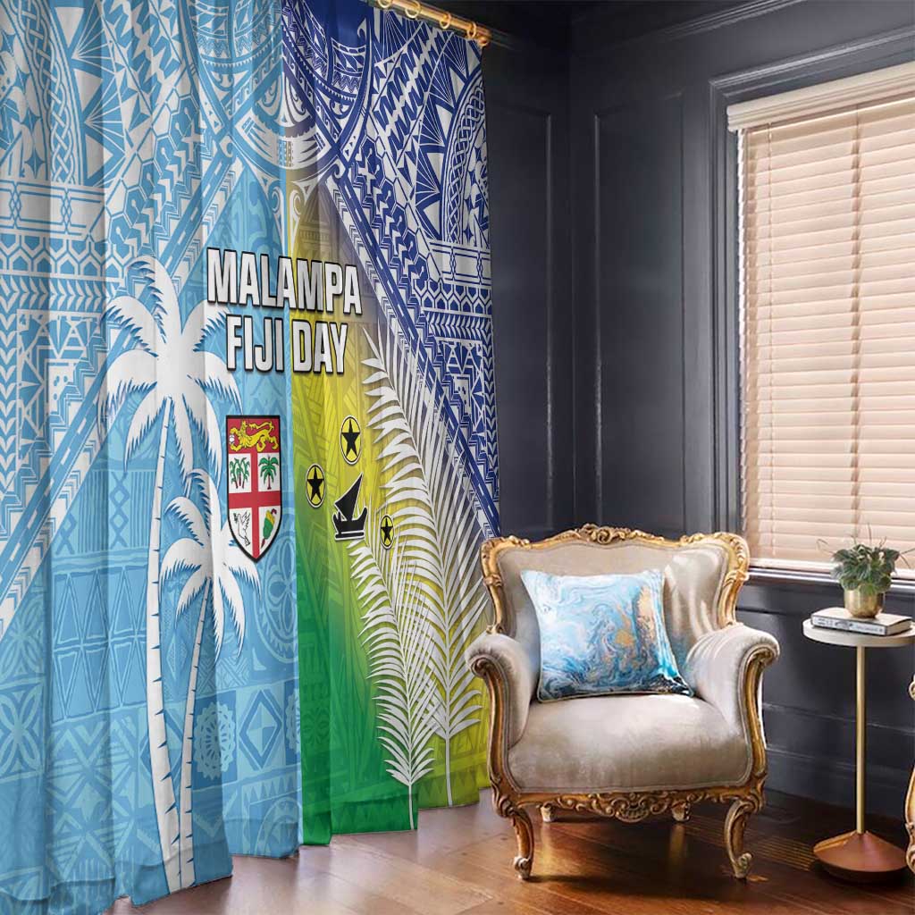 Happy Malampa Fiji Day Window Curtain Half Mix Style