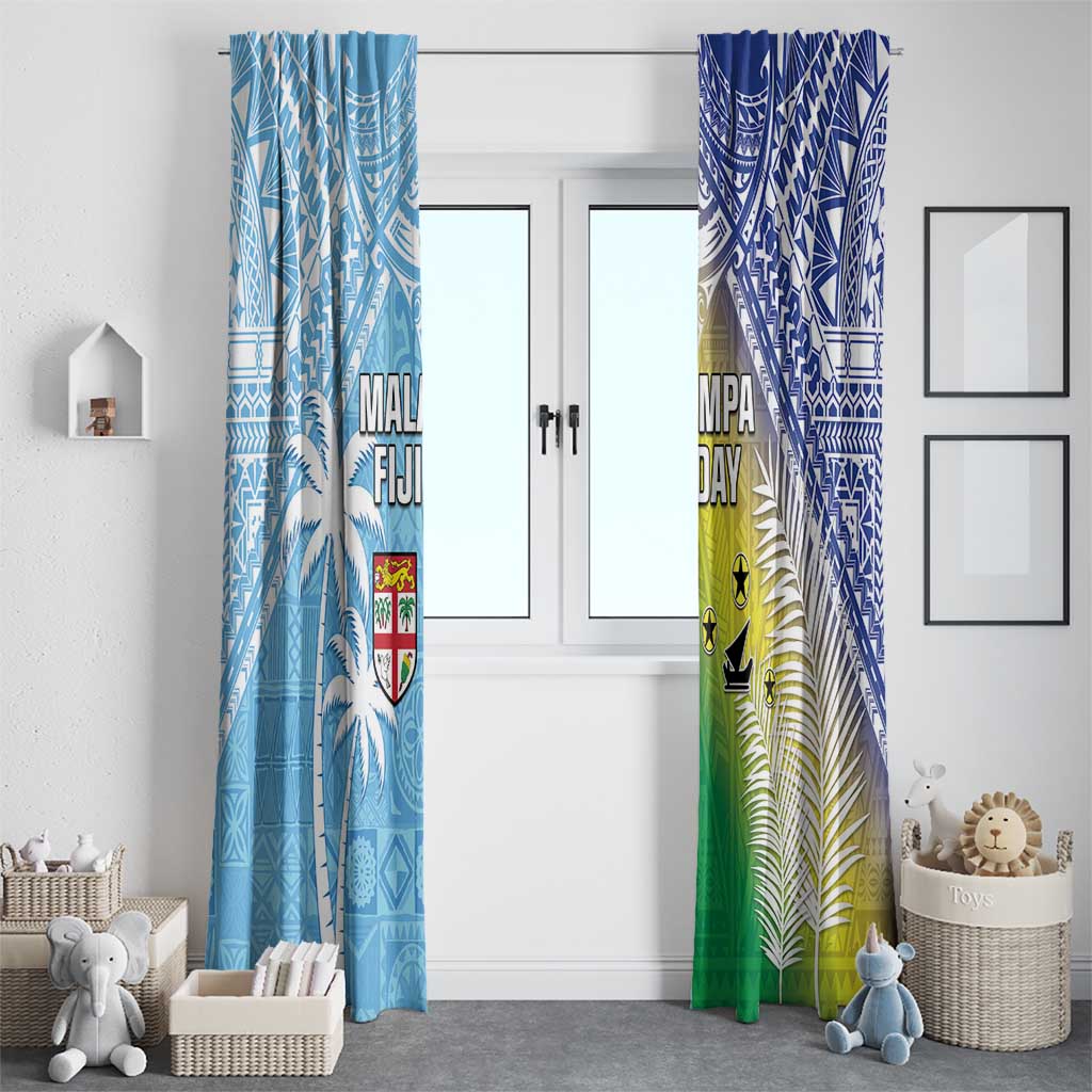Happy Malampa Fiji Day Window Curtain Half Mix Style
