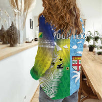 Personalised Happy Malampa Fiji Day Women Casual Shirt Half Mix Style LT05 - Polynesian Pride