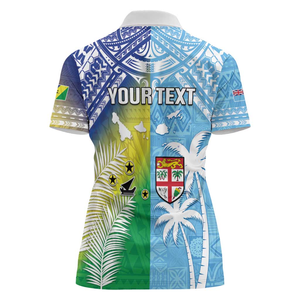 Personalised Happy Malampa Fiji Day Women Polo Shirt Half Mix Style