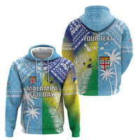 Personalised Happy Malampa Fiji Day Zip Hoodie Half Mix Style