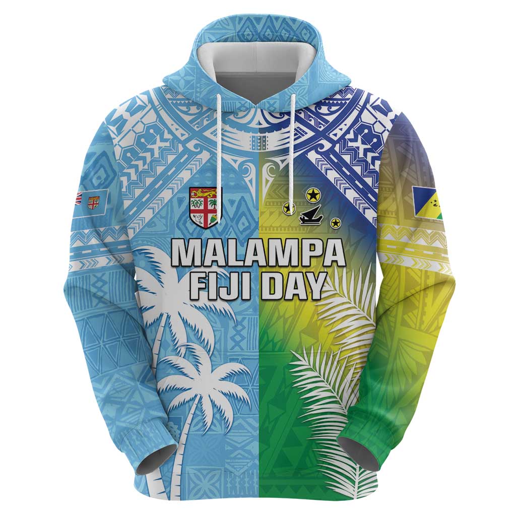 Personalised Happy Malampa Fiji Day Zip Hoodie Half Mix Style