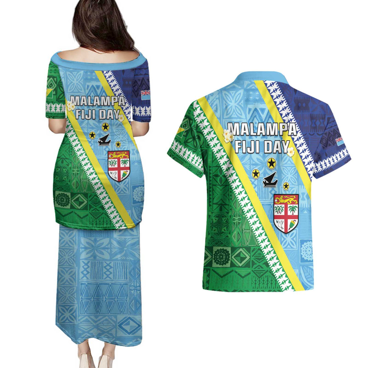 Love Malampa Fiji Day Couples Matching Puletasi and Hawaiian Shirt Together We Grow LT05 - Polynesian Pride