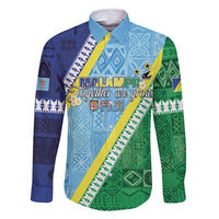 Love Malampa Fiji Day Family Matching Long Sleeve Bodycon Dress and Hawaiian Shirt Together We Grow LT05 Dad's Shirt - Long Sleeve Blue - Polynesian Pride
