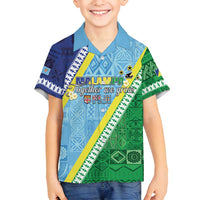 Love Malampa Fiji Day Family Matching Long Sleeve Bodycon Dress and Hawaiian Shirt Together We Grow LT05 Son's Shirt Blue - Polynesian Pride