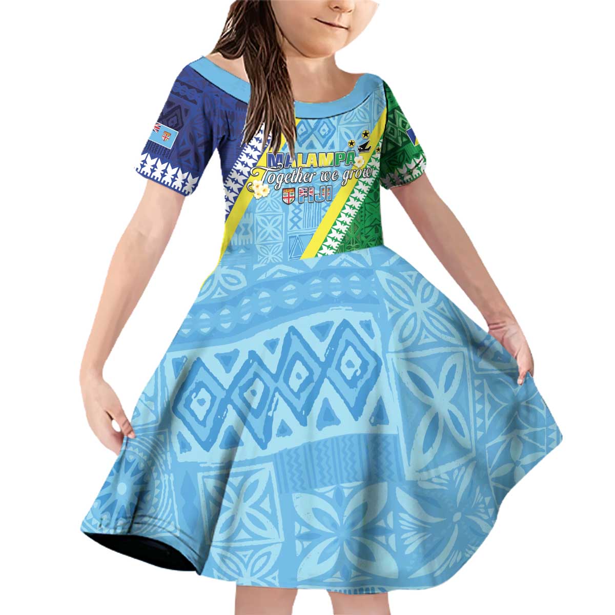 Love Malampa Fiji Day Family Matching Off Shoulder Short Dress and Hawaiian Shirt Together We Grow