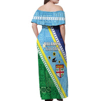 Love Malampa Fiji Day Off Shoulder Maxi Dress Together We Grow LT05 - Polynesian Pride