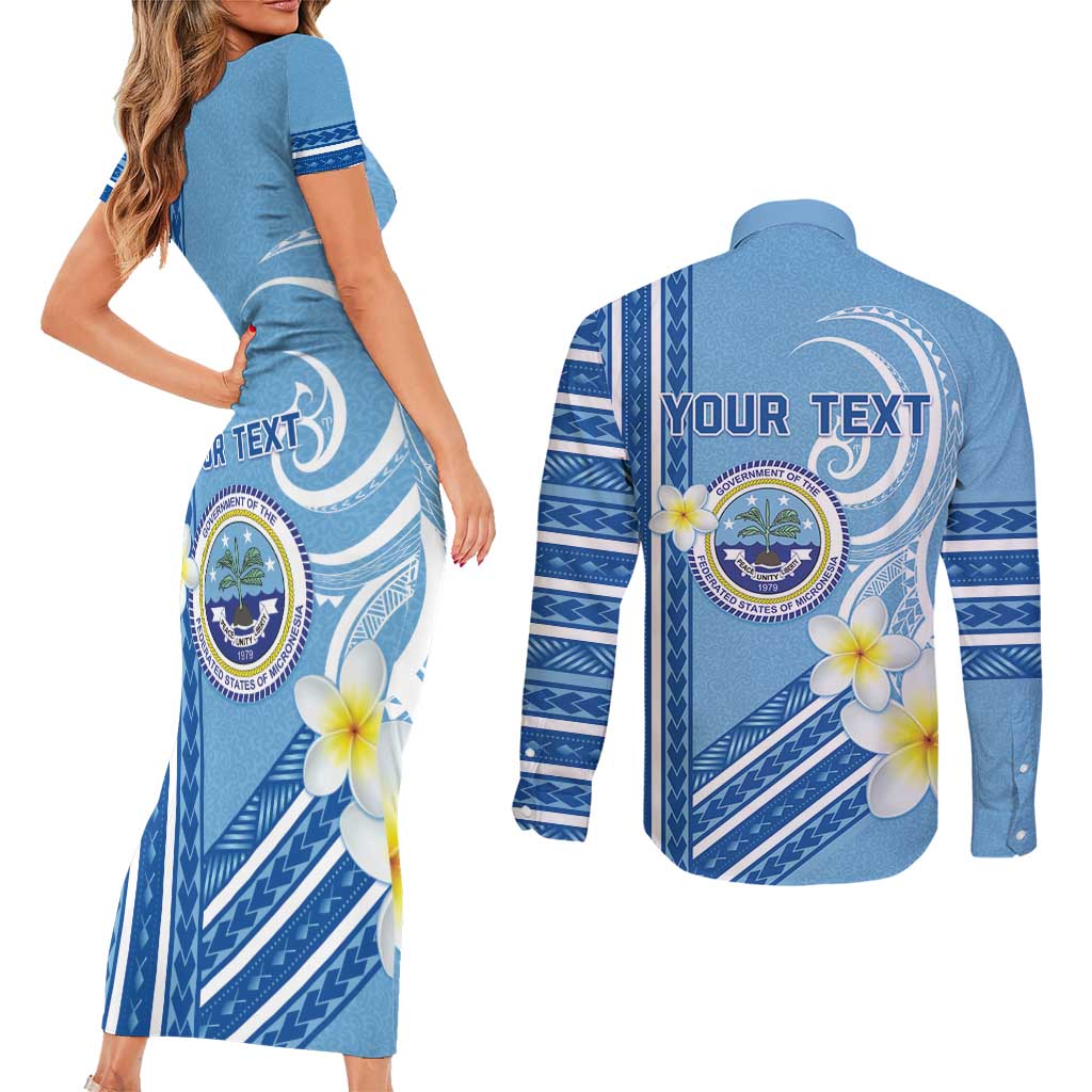 Personalised Federated States of Micronesia Couples Matching Short Sleeve Bodycon Dress and Long Sleeve Button Shirt Happy 38th Independence Anniversary
