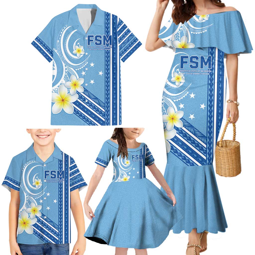 Personalised Federated States of Micronesia Family Matching Mermaid Dress and Hawaiian Shirt Happy 38th Independence Anniversary