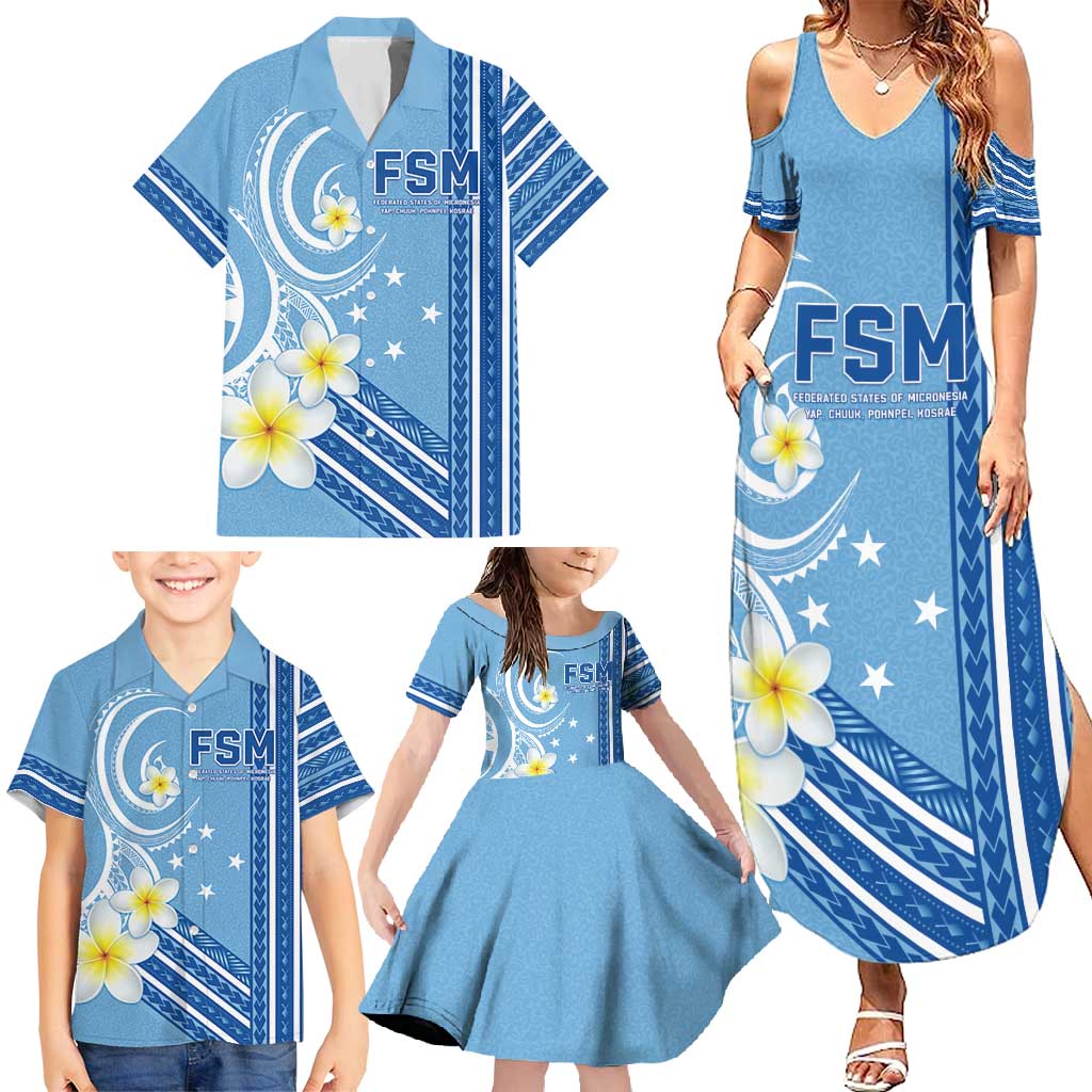 Personalised Federated States of Micronesia Family Matching Summer Maxi Dress and Hawaiian Shirt Happy 38th Independence Anniversary