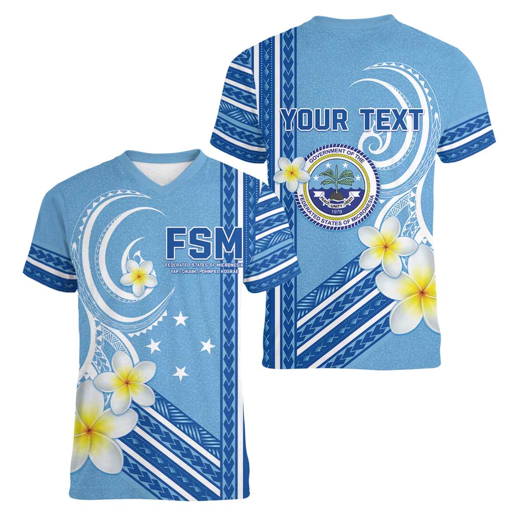 Personalised Federated States of Micronesia Women V-Neck T-Shirt Happy 38th Independence Anniversary