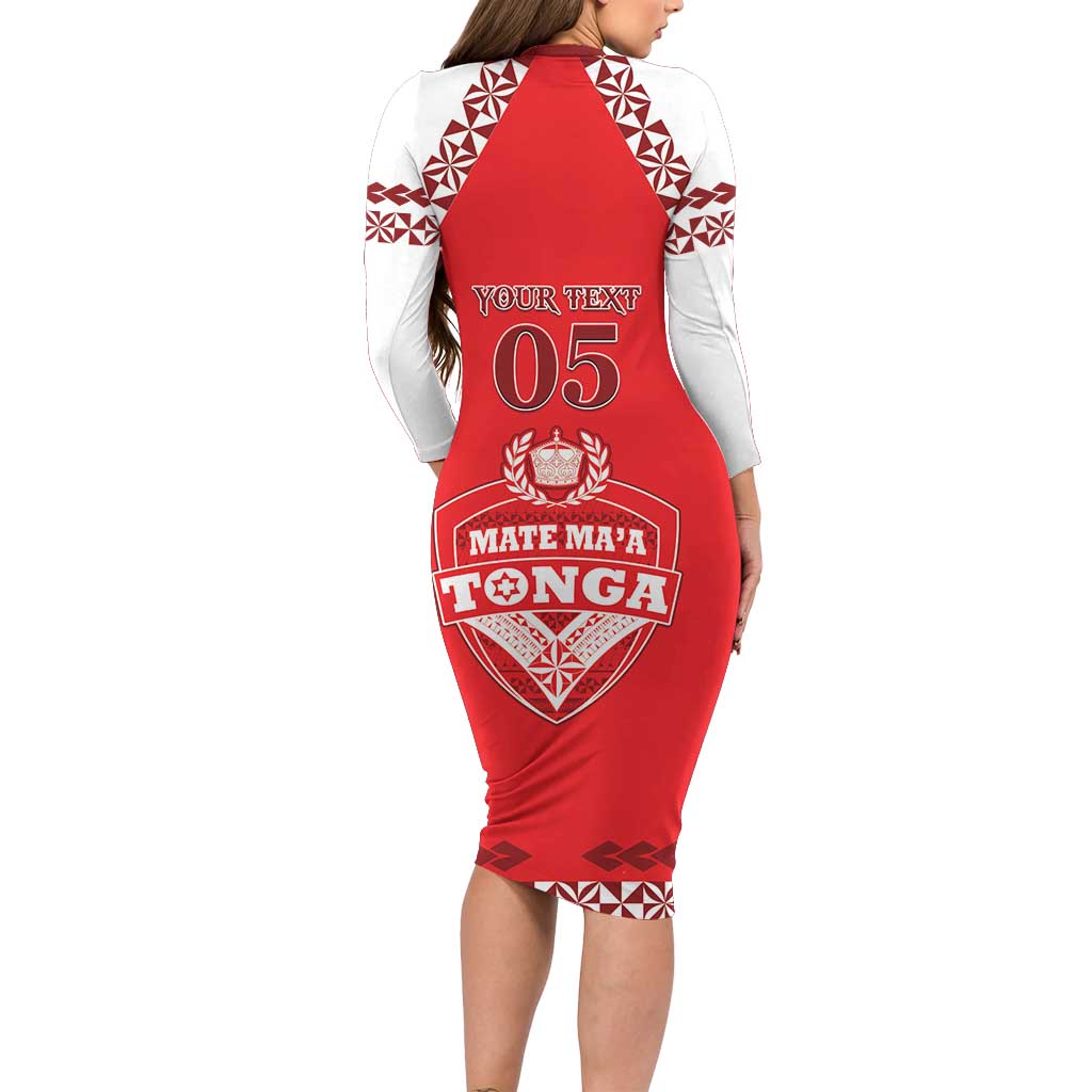 Custom Tonga Mate Maa Rugby Family Matching Long Sleeve Bodycon Dress and Hawaiian Shirt Go Champions LT05 - Polynesian Pride