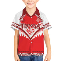 Custom Tonga Mate Maa Rugby Family Matching Long Sleeve Bodycon Dress and Hawaiian Shirt Go Champions LT05 Son's Shirt Red - Polynesian Pride