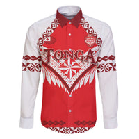 Custom Tonga Mate Maa Rugby Family Matching Off The Shoulder Long Sleeve Dress and Hawaiian Shirt Go Champions LT05 Dad's Shirt - Long Sleeve Red - Polynesian Pride