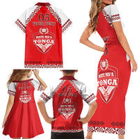 Custom Tonga Mate Maa Rugby Family Matching Short Sleeve Bodycon Dress and Hawaiian Shirt Go Champions LT05 - Polynesian Pride
