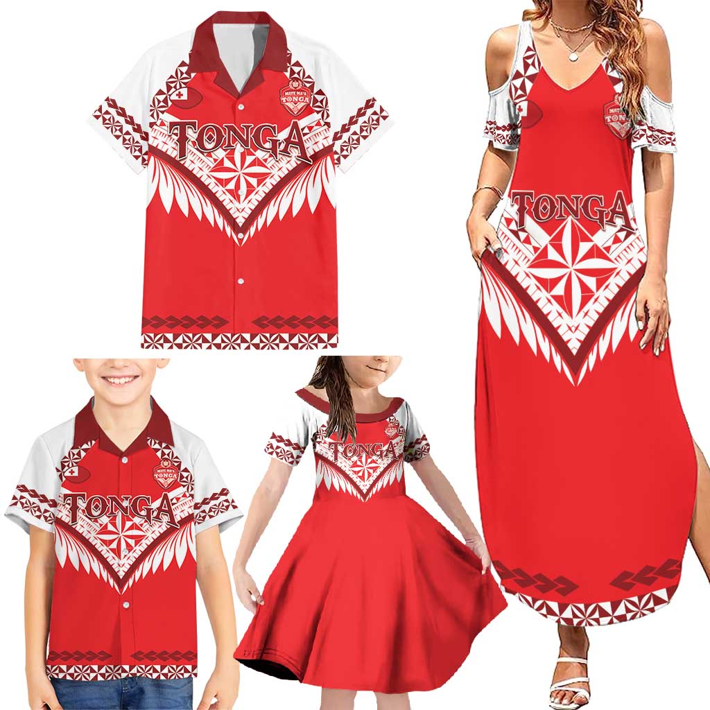 Custom Tonga Mate Maa Rugby Family Matching Summer Maxi Dress and Hawaiian Shirt Go Champions