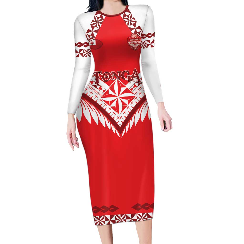 Custom Tonga Mate Maa Rugby Long Sleeve Bodycon Dress Go Champions