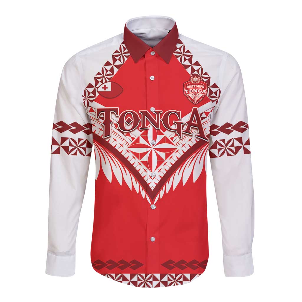 Custom Tonga Mate Maa Rugby Long Sleeve Button Shirt Go Champions