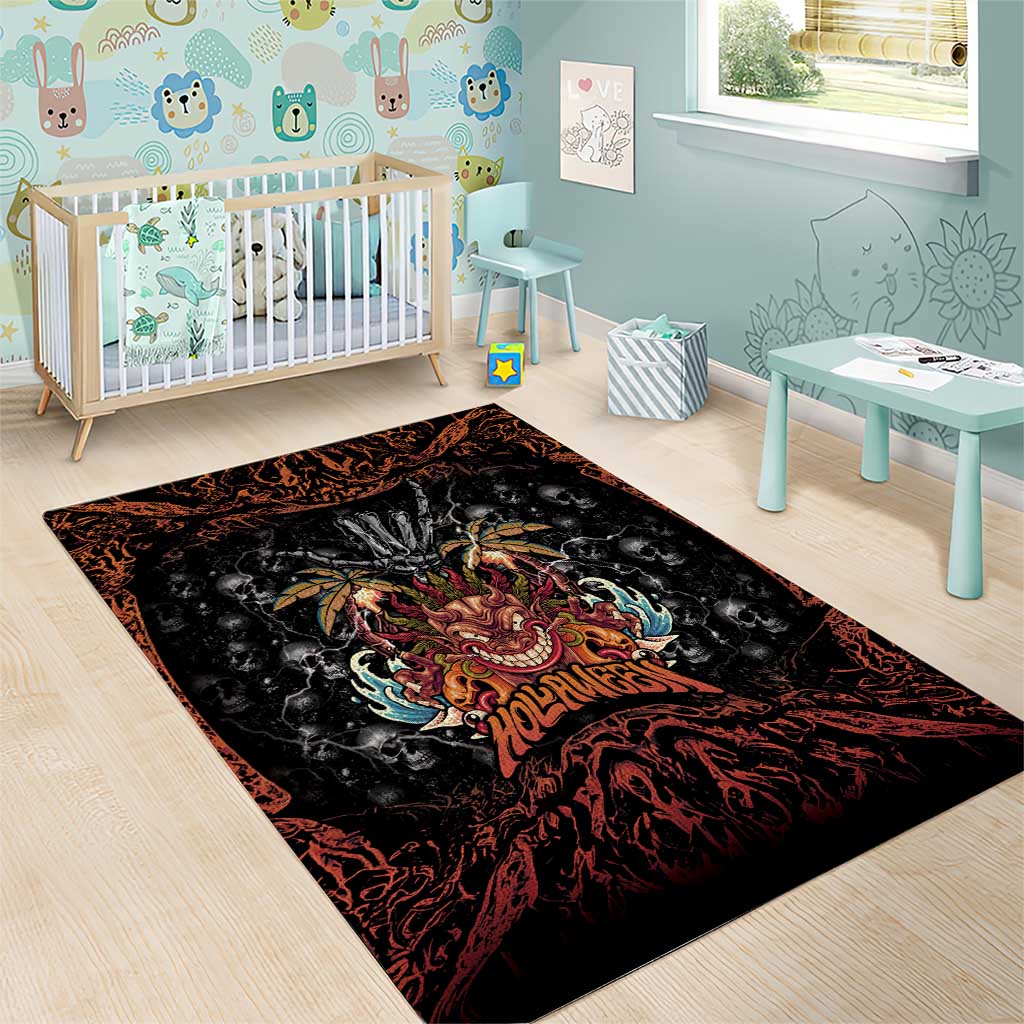 Aloha Halloween Area Rug Horror Tiki Heavy Metal Style - Polynesian Pride
