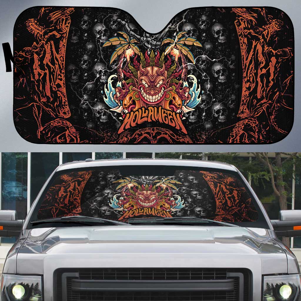 Aloha Halloween Auto Sun Shade Horror Tiki Heavy Metal Style - Polynesian Pride