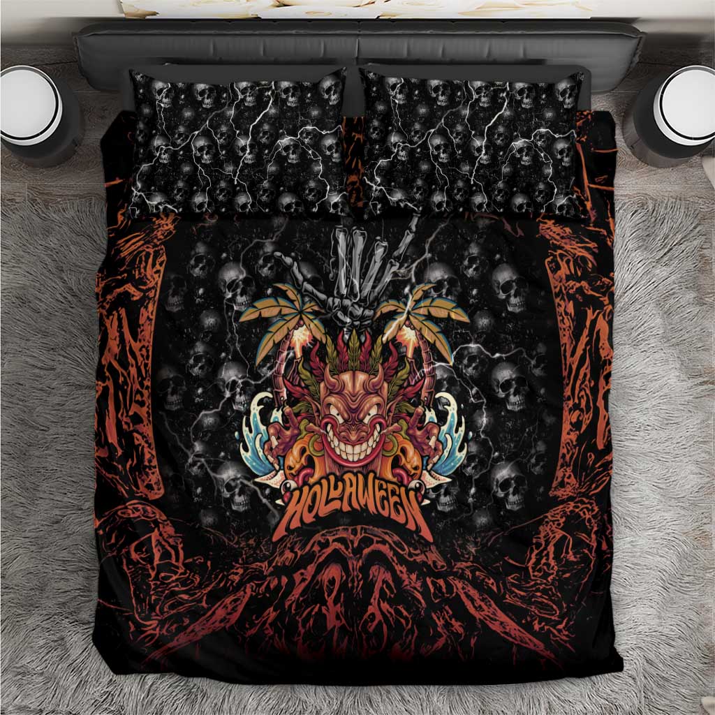 Aloha Halloween Bedding Set Horror Tiki Heavy Metal Style - Polynesian Pride