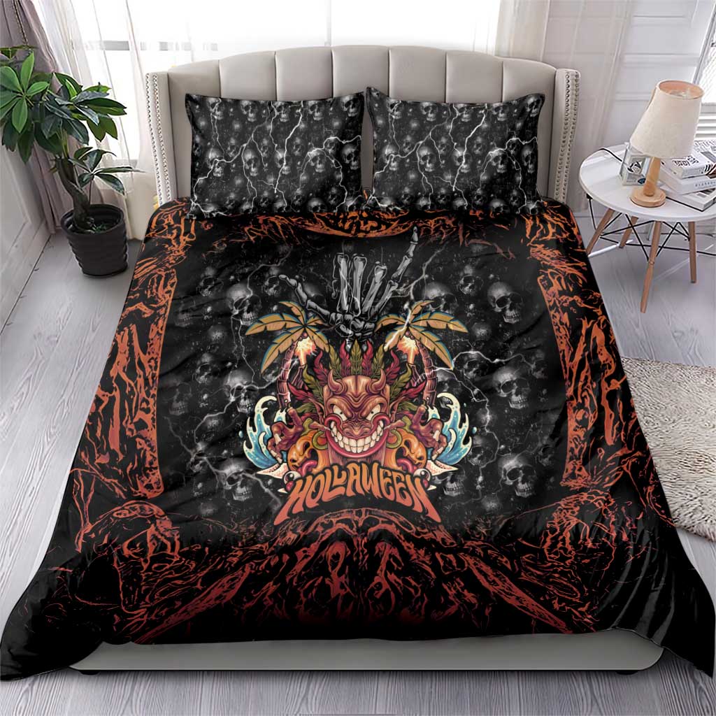 Aloha Halloween Bedding Set Horror Tiki Heavy Metal Style - Polynesian Pride