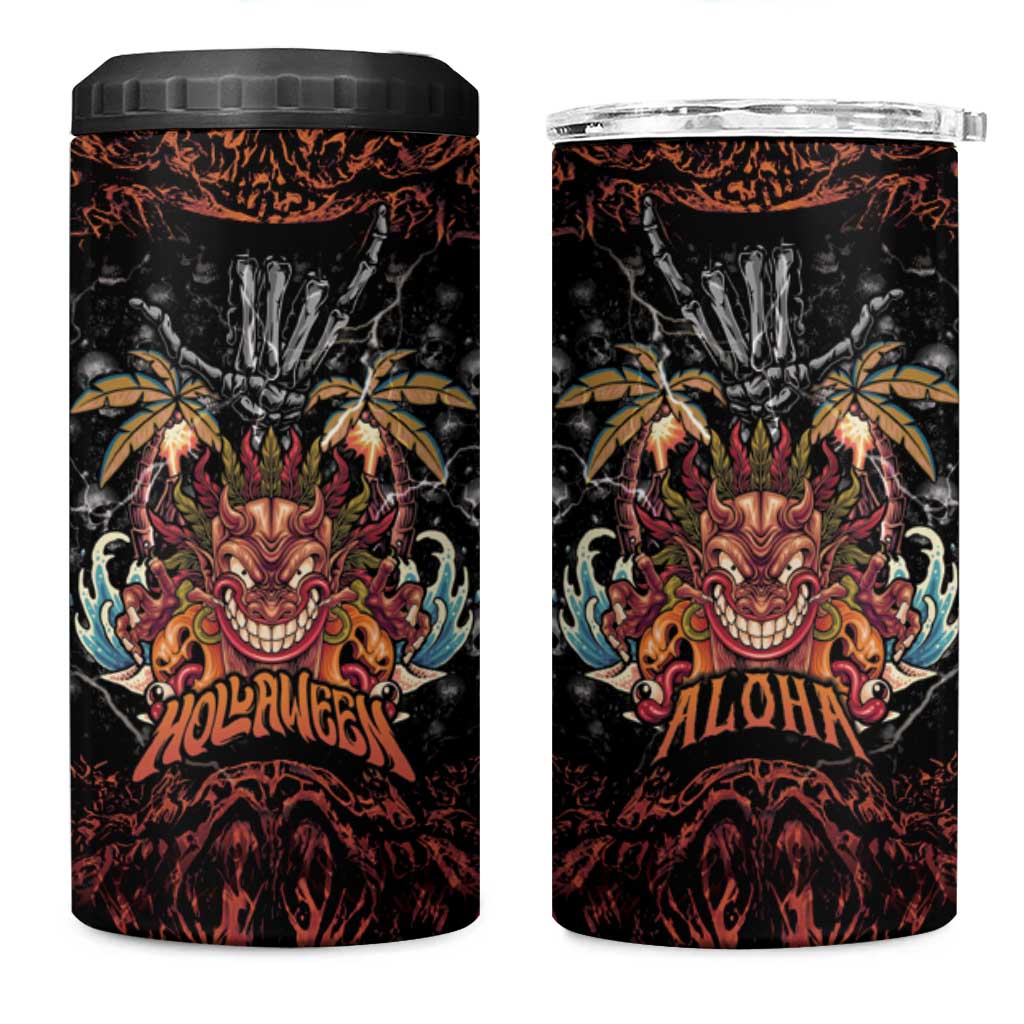 Aloha Halloween 4 in 1 Can Cooler Tumbler Horror Tiki Heavy Metal Style - Polynesian Pride
