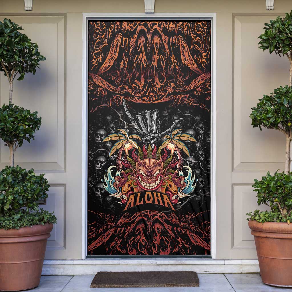 Aloha Halloween Door Cover Horror Tiki Heavy Metal Style - Polynesian Pride
