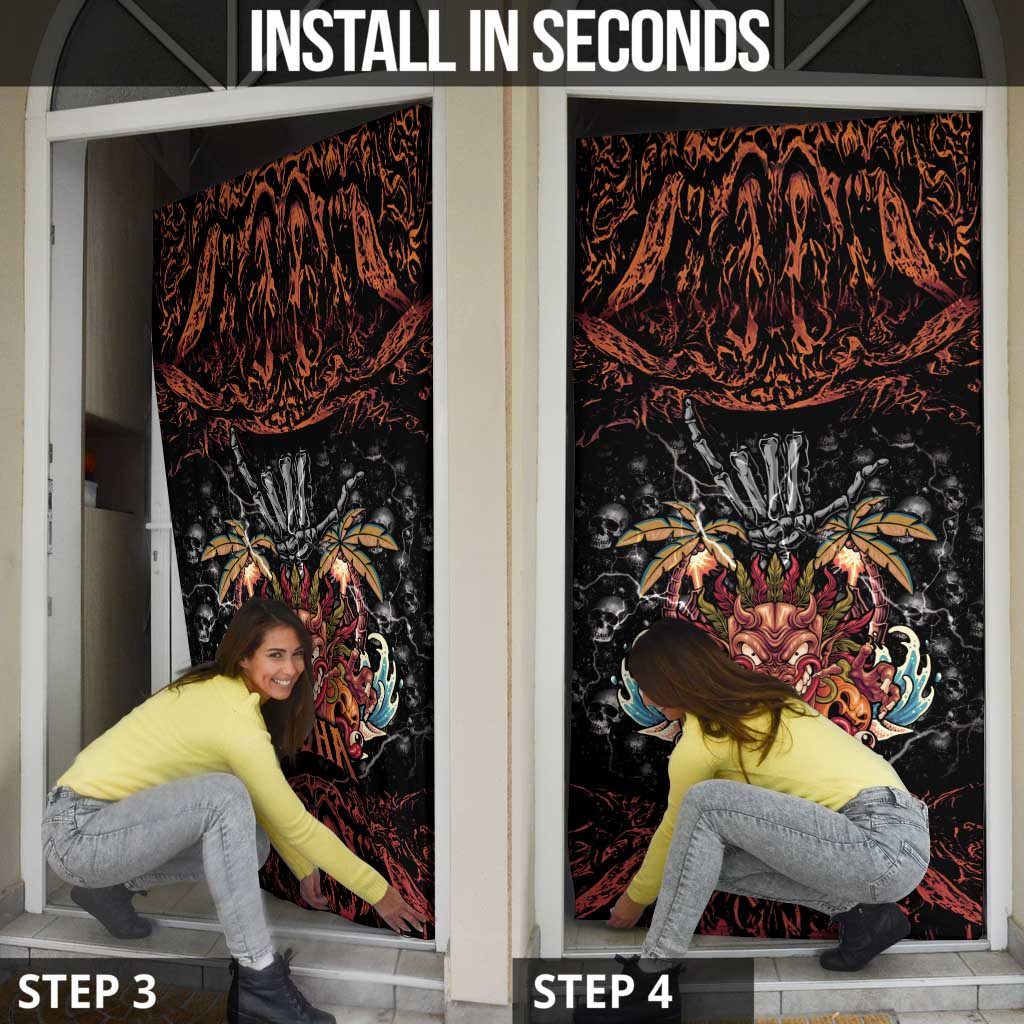 Aloha Halloween Door Cover Horror Tiki Heavy Metal Style - Polynesian Pride