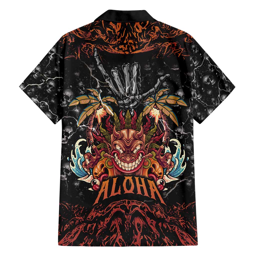 Aloha Halloween Family Matching Off Shoulder Maxi Dress and Hawaiian Shirt Horror Tiki Heavy Metal Style - Polynesian Pride