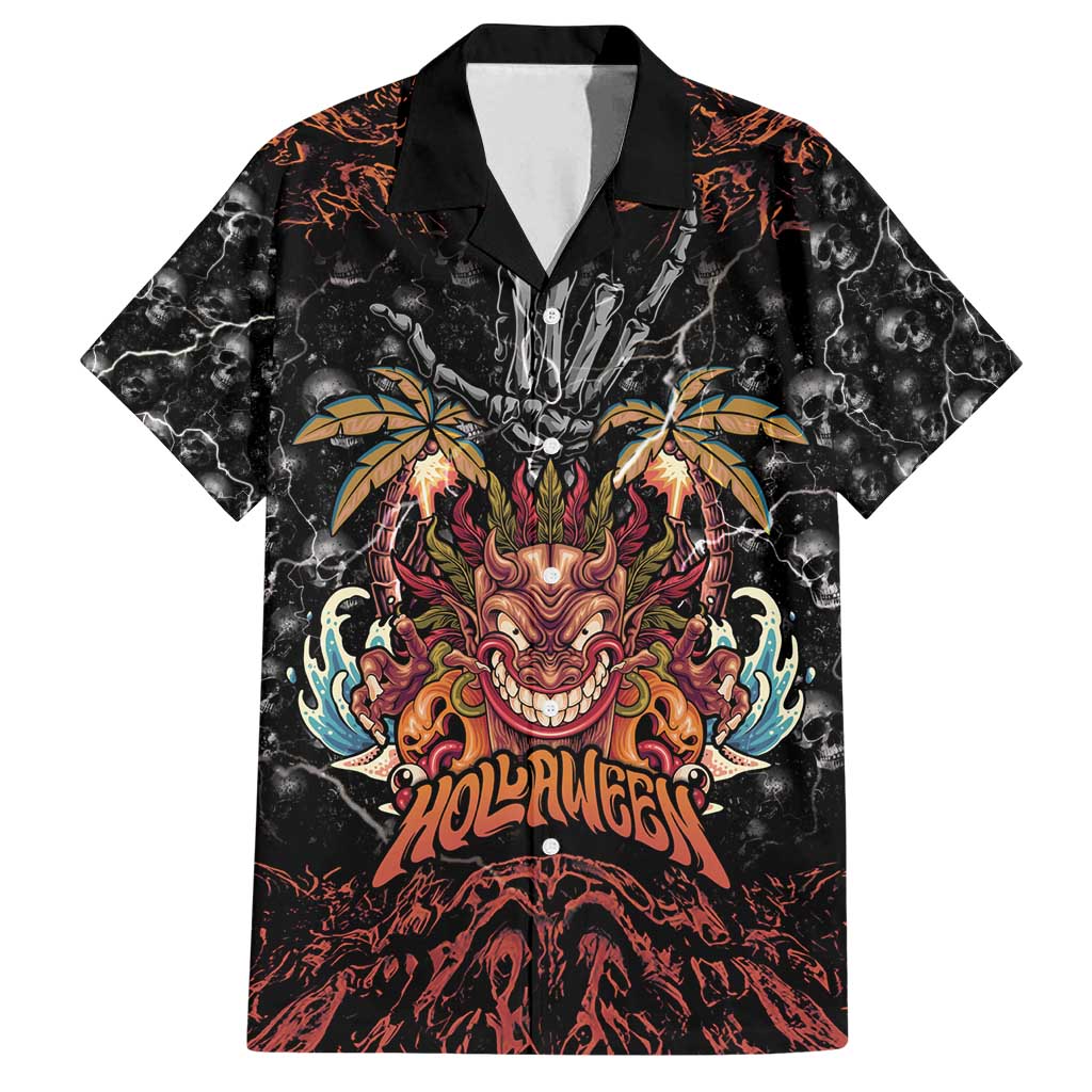 Aloha Halloween Family Matching Puletasi and Hawaiian Shirt Horror Tiki Heavy Metal Style - Polynesian Pride