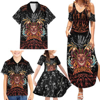 Aloha Halloween Family Matching Summer Maxi Dress and Hawaiian Shirt Horror Tiki Heavy Metal Style - Polynesian Pride