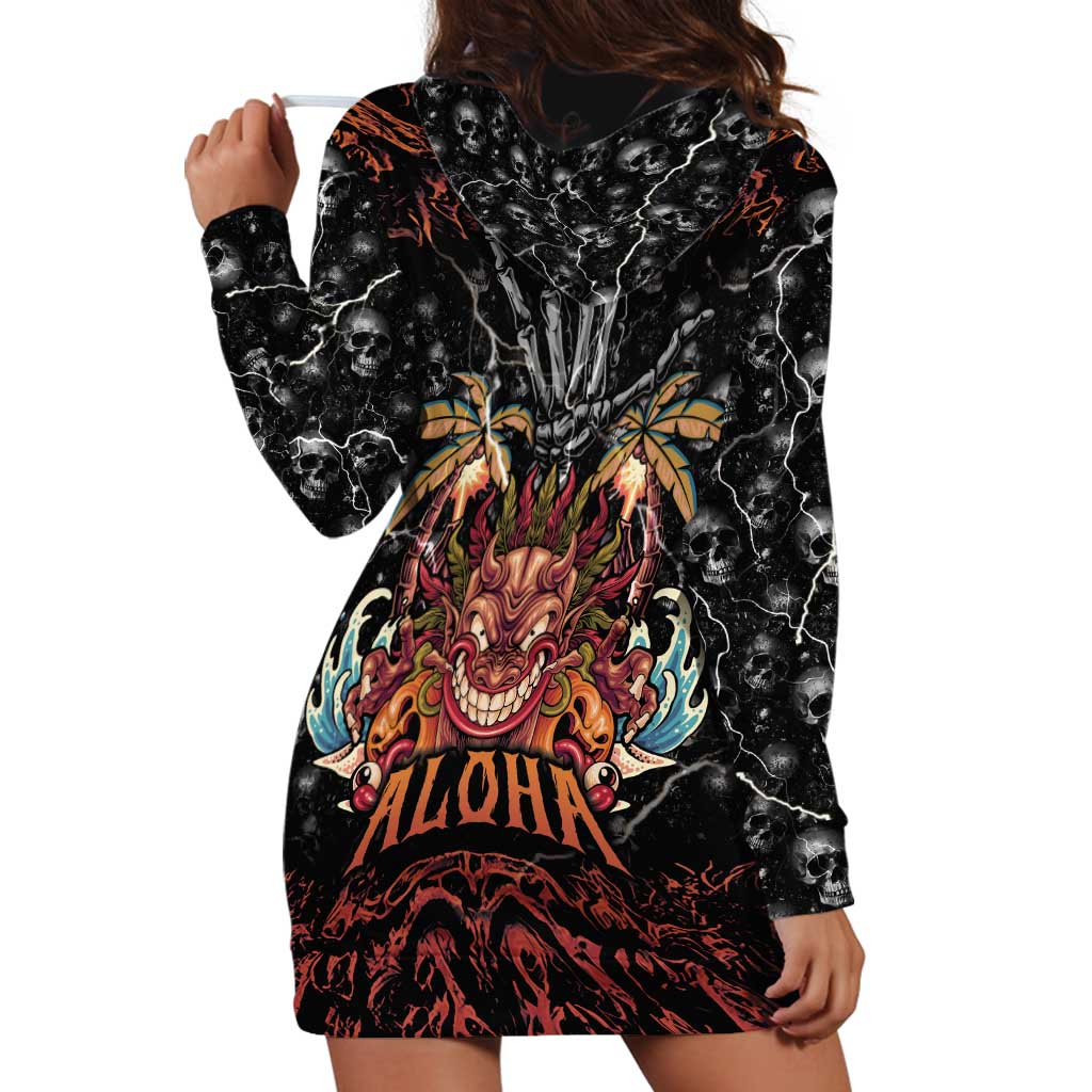 Aloha Halloween Hoodie Dress Horror Tiki Heavy Metal Style - Polynesian Pride
