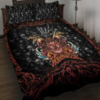 Aloha Halloween Quilt Bed Set Horror Tiki Heavy Metal Style - Polynesian Pride