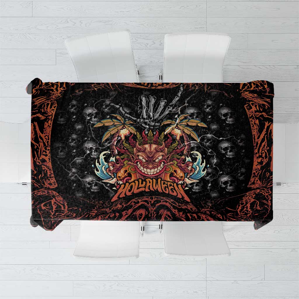 Aloha Halloween Tablecloth Horror Tiki Heavy Metal Style - Polynesian Pride