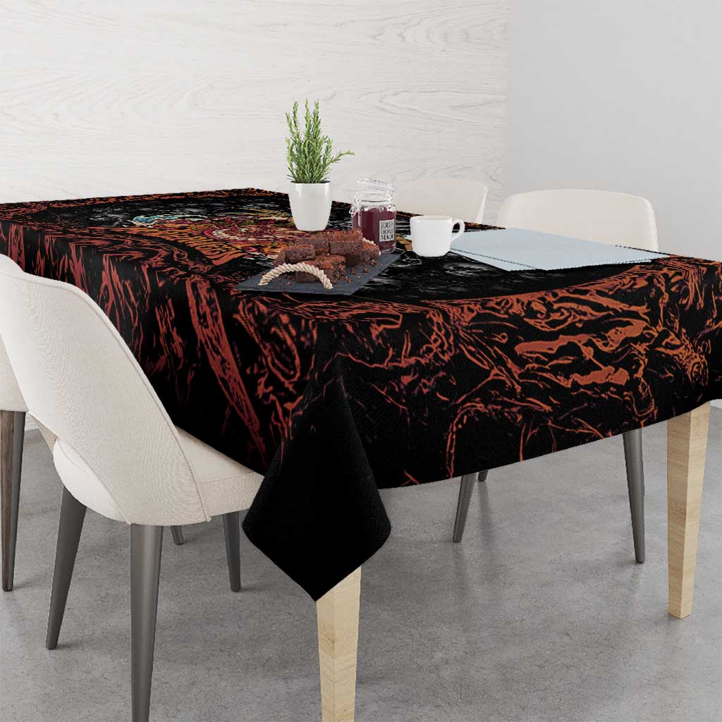 Aloha Halloween Tablecloth Horror Tiki Heavy Metal Style - Polynesian Pride