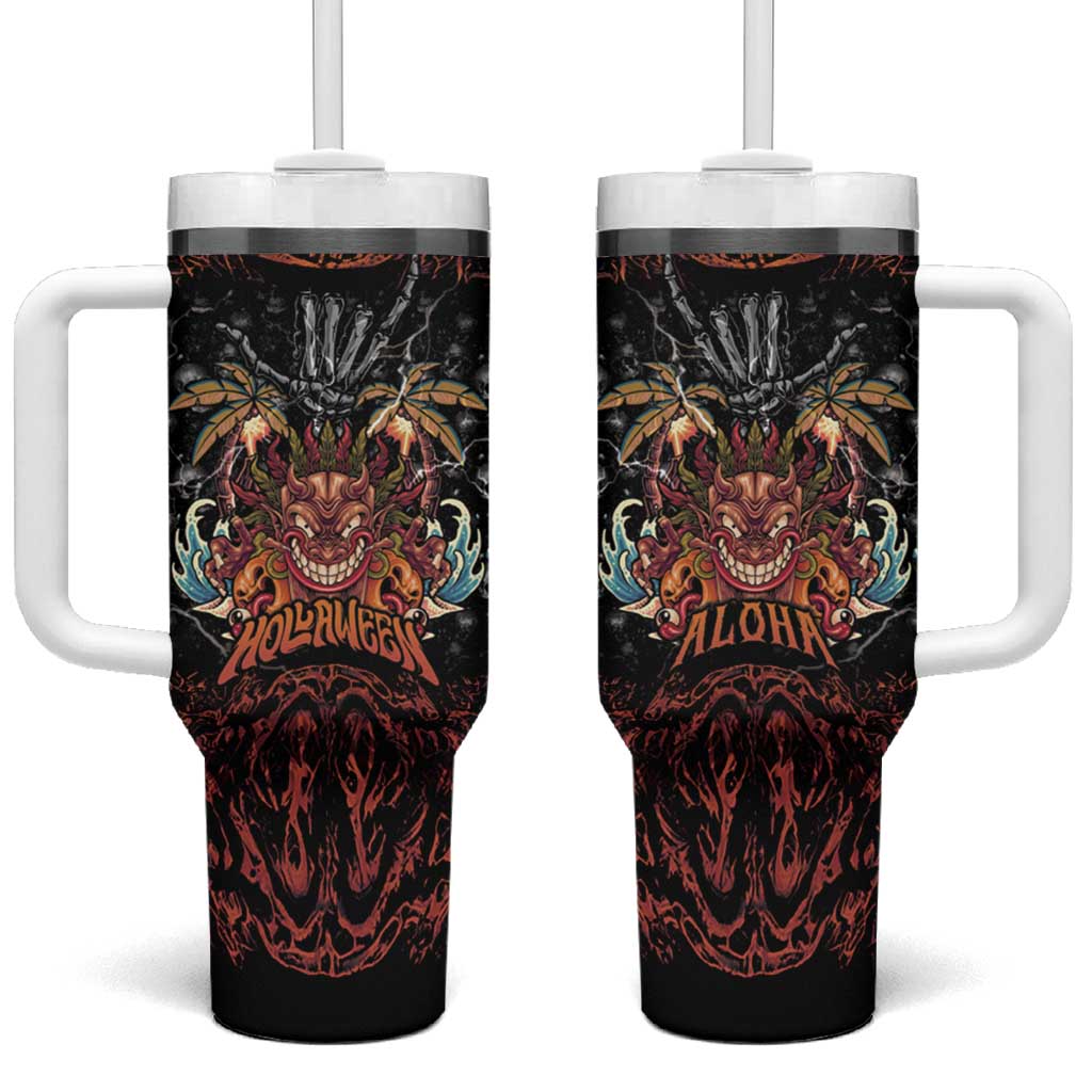 Aloha Halloween Tumbler With Handle Horror Tiki Heavy Metal Style - Polynesian Pride