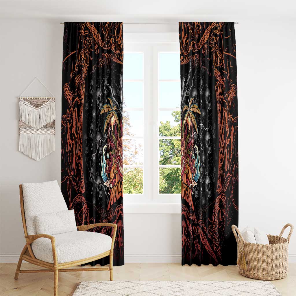 Aloha Halloween Window Curtain Horror Tiki Heavy Metal Style - Polynesian Pride