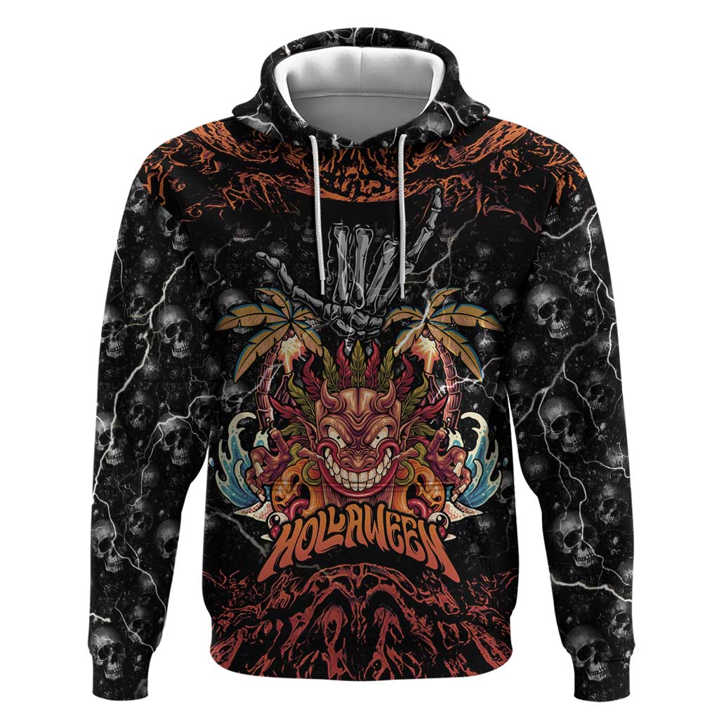 Aloha Halloween Zip Hoodie Horror Tiki Heavy Metal Style - Polynesian Pride