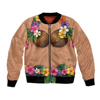 Hawaii Hula Costume Bomber Jacket Coconut Bra Lei Flowers Grass Skirt LT05 Unisex Beige - Polynesian Pride