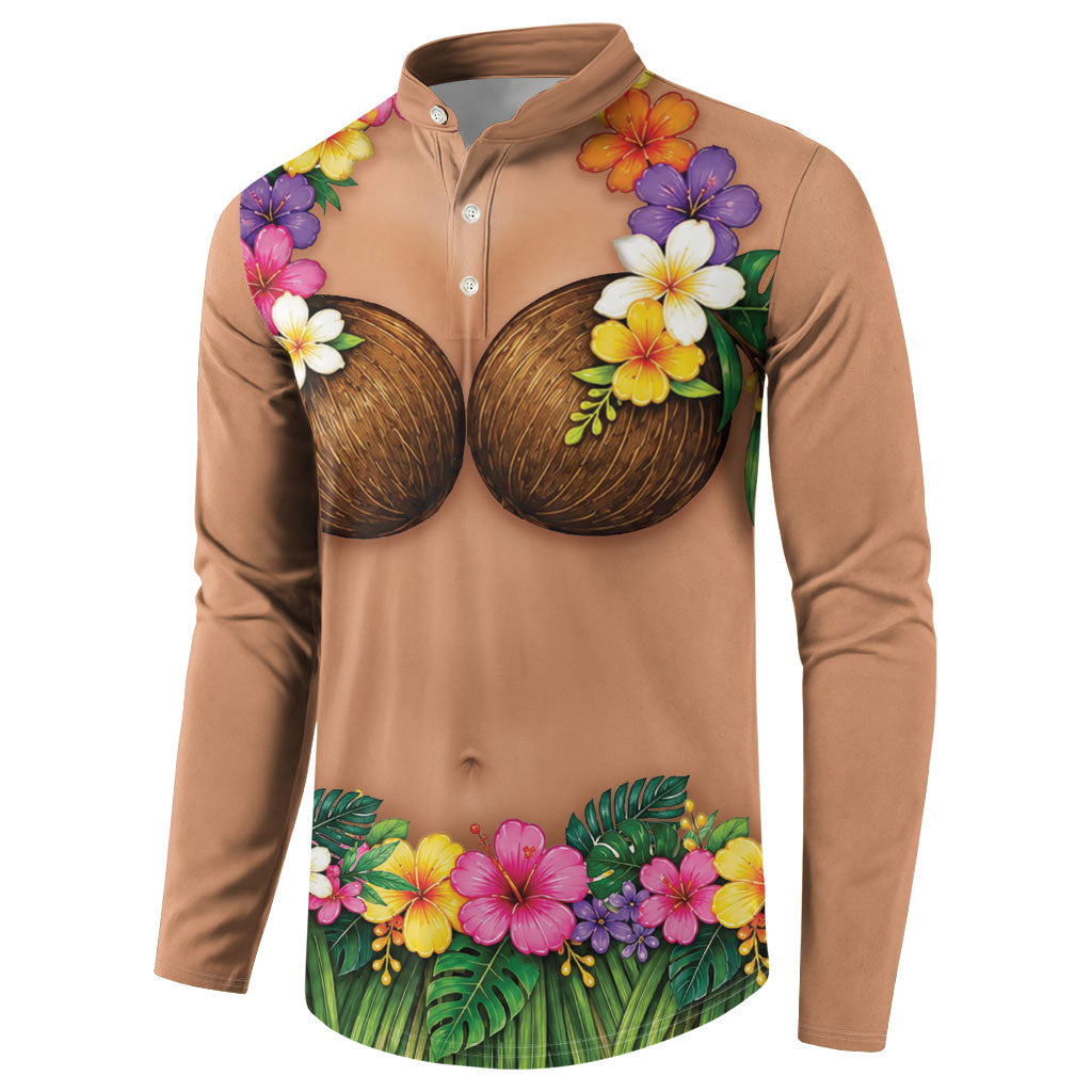 Hawaii Hula Costume Button Sweatshirt Coconut Bra Lei Flowers Grass Skirt LT05 - Polynesian Pride