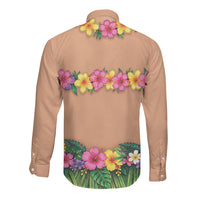 Hawaii Hula Costume Long Sleeve Button Shirt Coconut Bra Lei Flowers Grass Skirt LT05 - Polynesian Pride