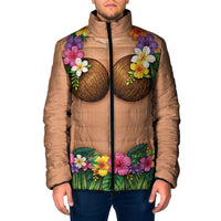 Hawaii Hula Costume Padded Jacket Coconut Bra Lei Flowers Grass Skirt LT05 Men Beige - Polynesian Pride