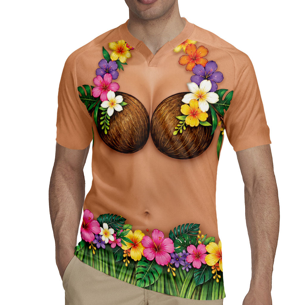 Hawaii Hula Costume Rugby Jersey Coconut Bra Lei Flowers Grass Skirt LT05 - Polynesian Pride
