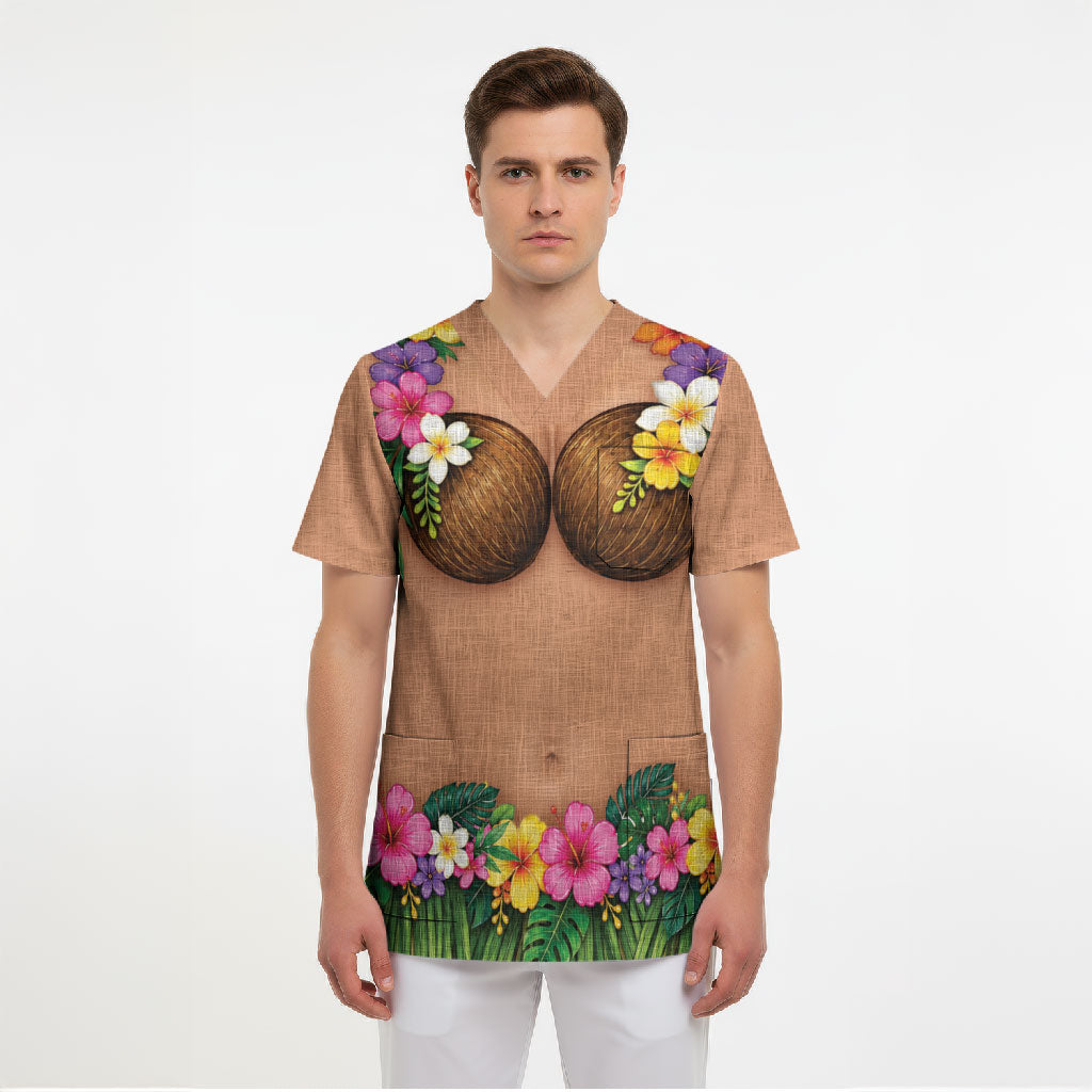 Hawaii Hula Costume Scrub Top Coconut Bra Lei Flowers Grass Skirt LT05 - Polynesian Pride