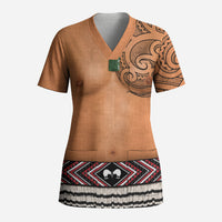 New Zealand Maori Tattoo Costume Scrub Top LT05 Adult Beige - Polynesian Pride